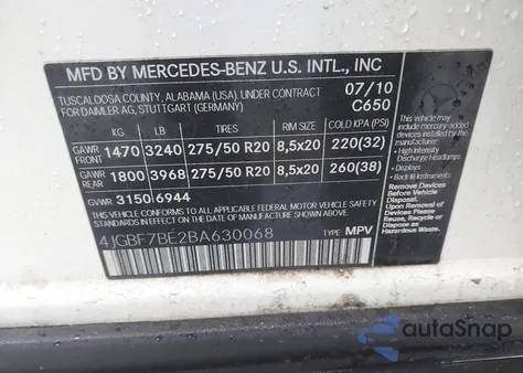 2011 Mercedes-Benz Gl 450 4Matic из США, поврежденный, VIN 4JGBF7BE2BA630068